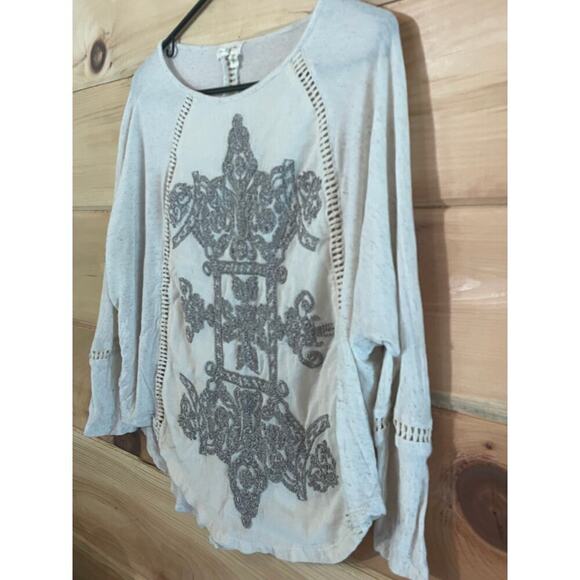 Anthropologie Meadow Rue Saba Embroidered Pullover Shirt Top. Size S.Dolman goth - Picture 2 of 8